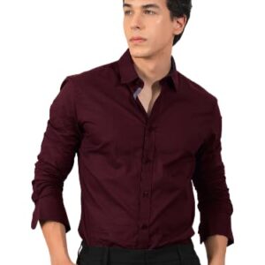 Pinkmint Men's Long Sleeve Button Down Shirt for Men Collared Casual Formal Solid Shirt