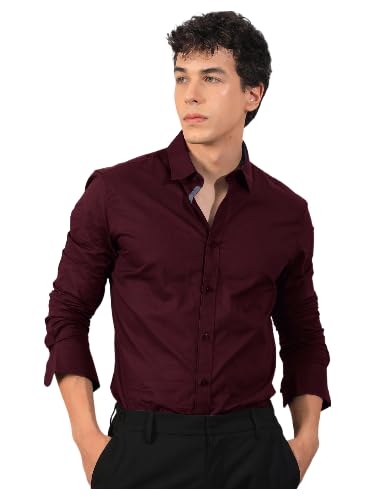 Pinkmint Men's Long Sleeve Button Down Shirt for Men Collared Casual Formal Solid Shirt