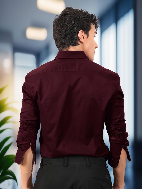 Pinkmint Men's Long Sleeve Button Down Shirt for Men Collared Casual Formal Solid Shirt - Image 3