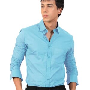 Pinkmint Men's Long Sleeve Button Down Shirt for Men Collared Casual Formal Solid Shirt