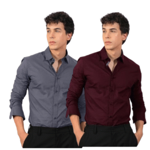 Pinkmint Cotton Solid Combo Men Shirt Formal Wear Office Wear Regular Fit Shirt